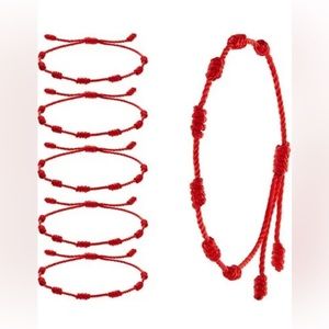 Pulsera Roja 7 Nudos 6 Piezas Cordón Ajustable La Protección Del Mal De Ojo